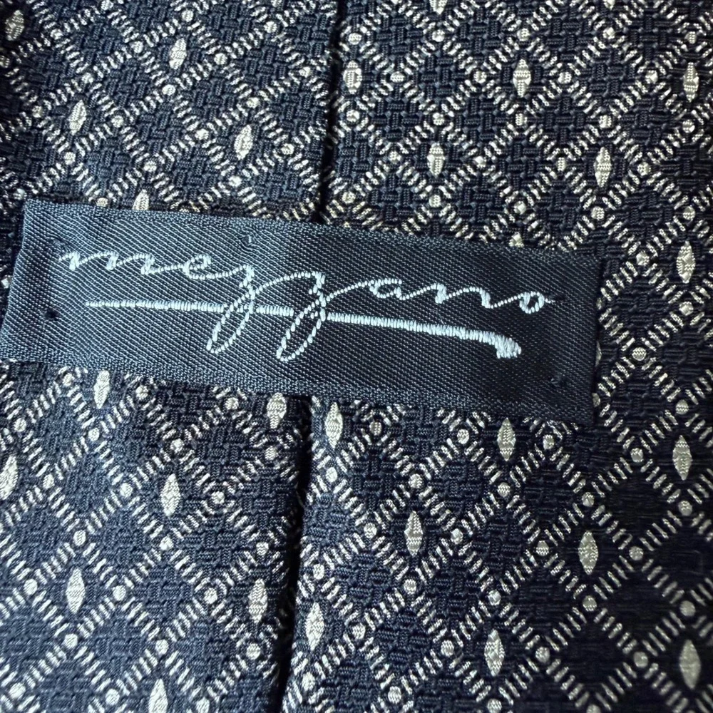 Mezzano Men's Black Tie‎ Gold Diamond Geometric Silk Necktie